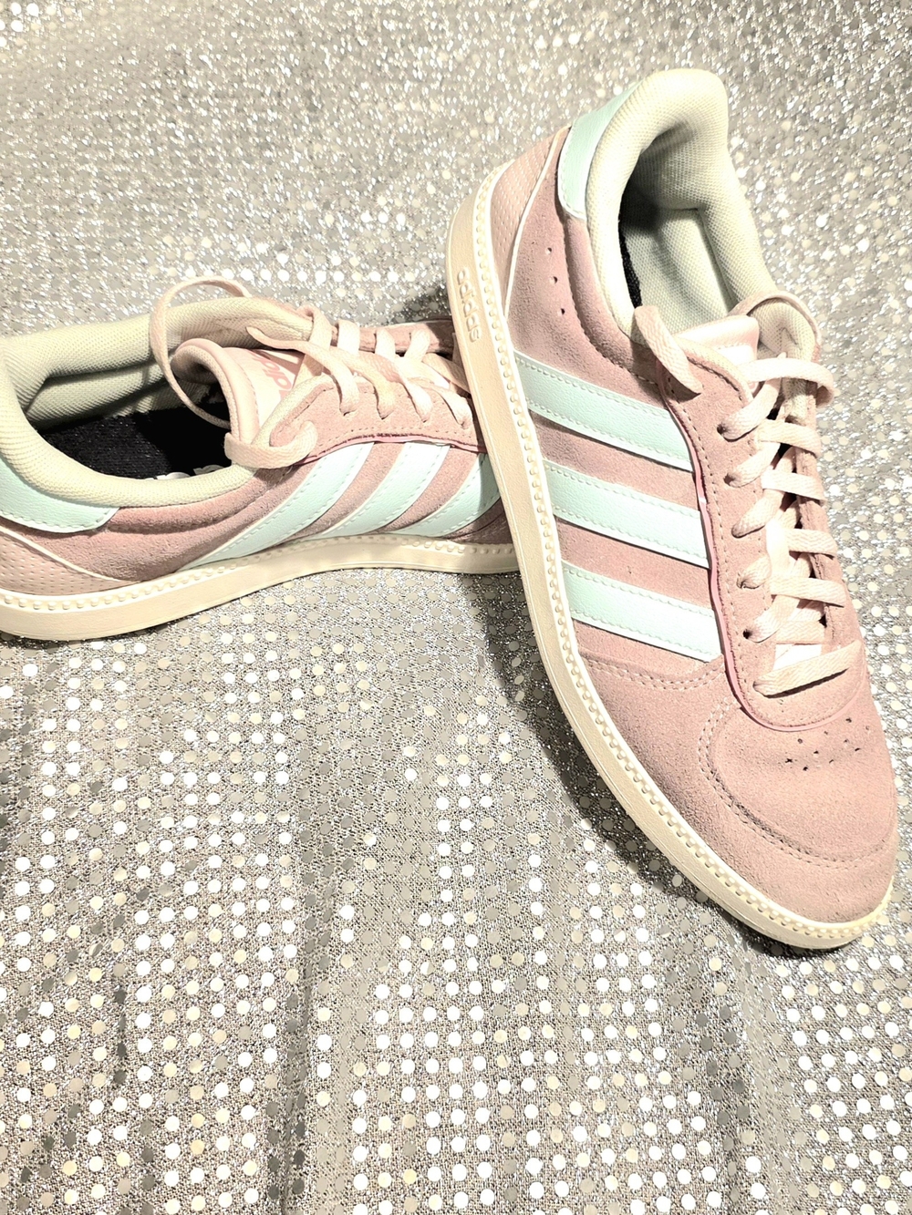 Adidas Women's Pastel Pink & Mint Suede Sneakers